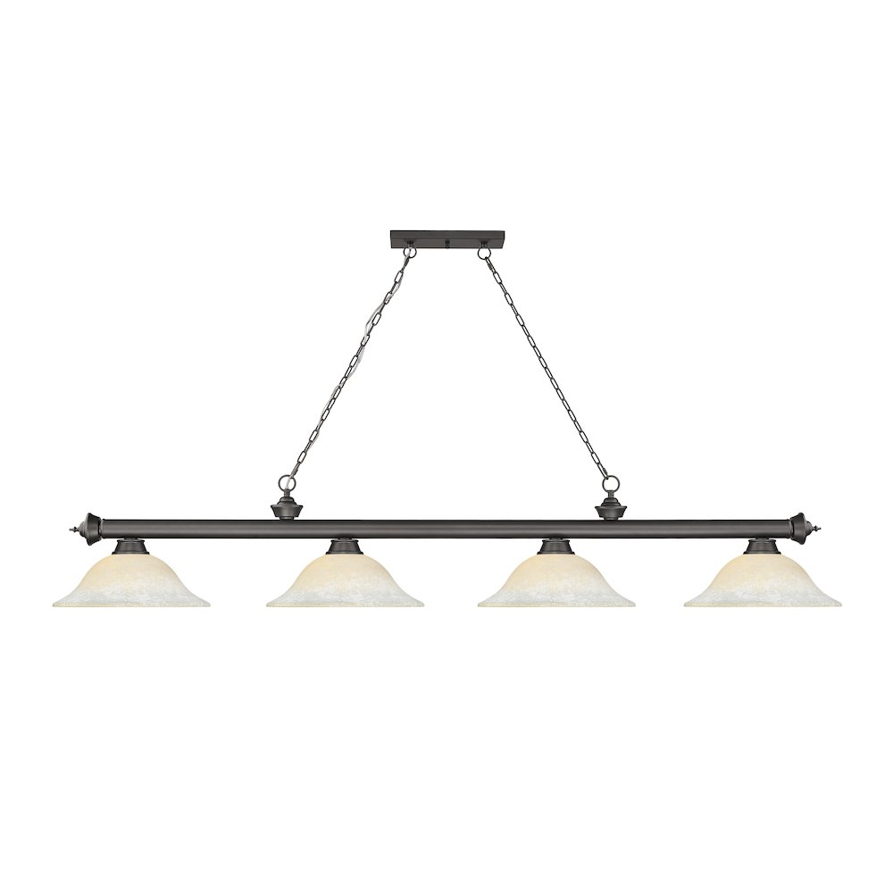 Z-Lite Cordon 4 Light Billiard, Steel Frame, White Mottle Shade Color