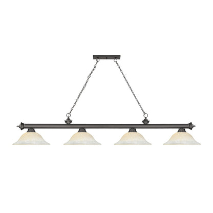 Z-Lite Cordon 4 Light Billiard, Steel Frame, White Mottle Shade Color