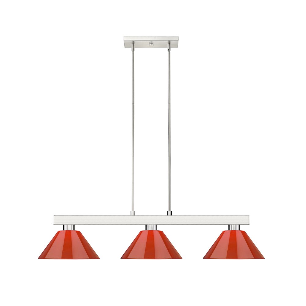 Z-Lite Cobalt 3 Light Billiard, Steel Frame, Red Shade Color