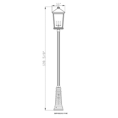 Z-Lite Beacon 4 Light Outdoor Post Mounted Fixture, Black