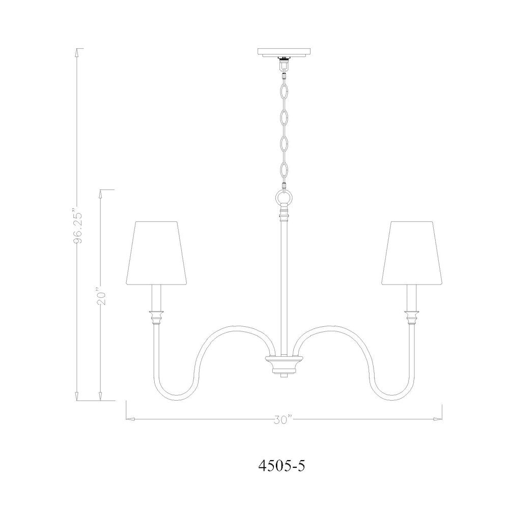 Z-Lite 5 Light Chandelier, Matte Black