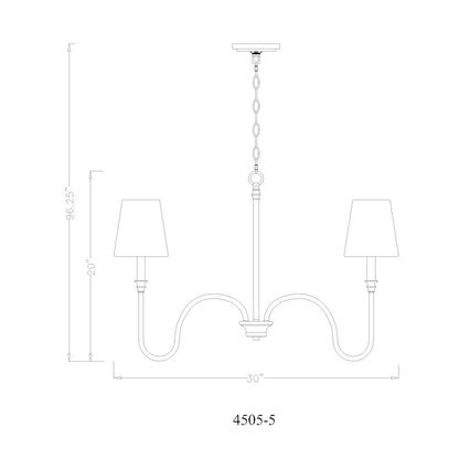 Z-Lite 5 Light Chandelier, Matte Black
