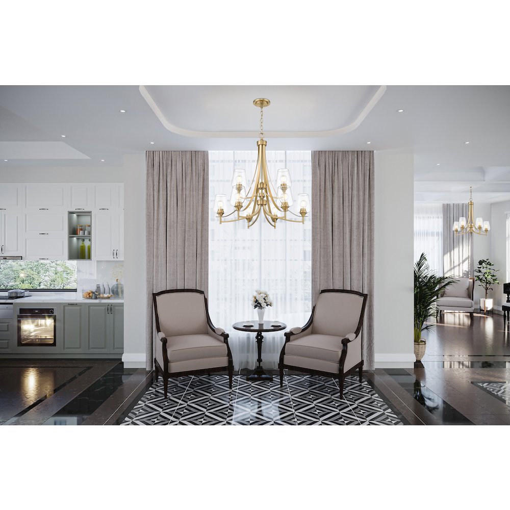 Z-Lite 9 Light Chandelier, Burnished Brass