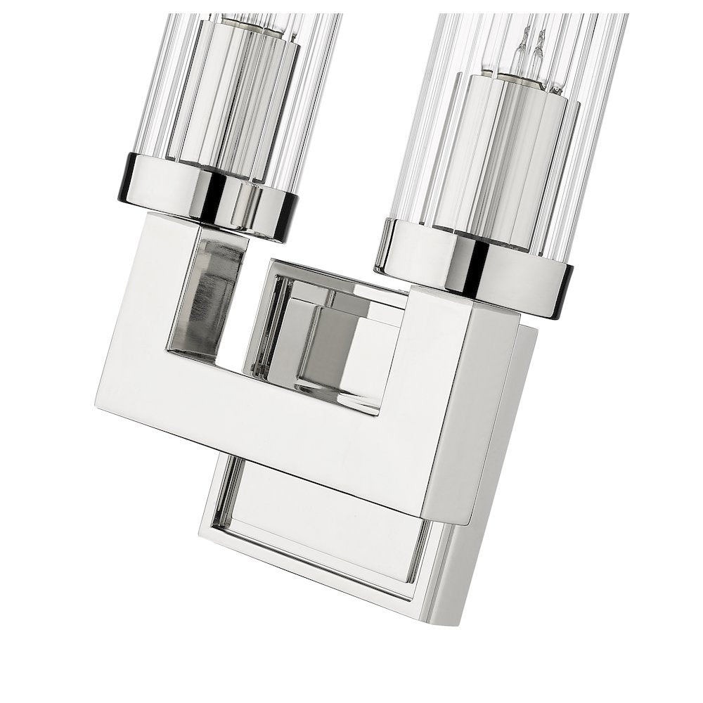Z-Lite Beau 2 Light Wall Sconce in Polished Nickel Frame Finish