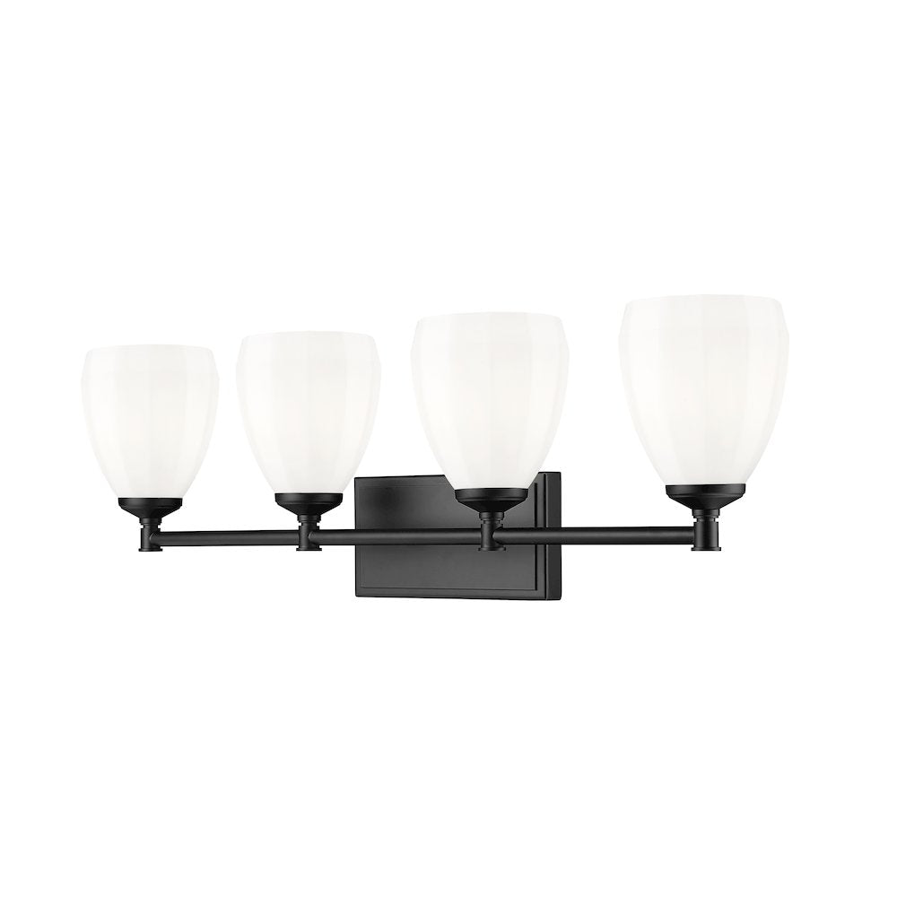 Z-Lite Oren 4 Light Vanity in Matte Black color, Steel frame