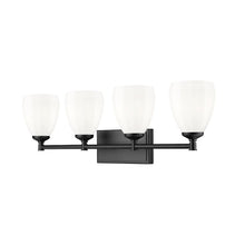 Z-Lite Oren 4 Light Vanity in Matte Black color, Steel frame