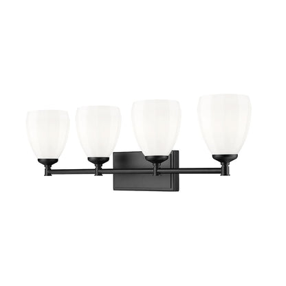 Z-Lite Oren 4 Light Vanity in Matte Black color, Steel frame