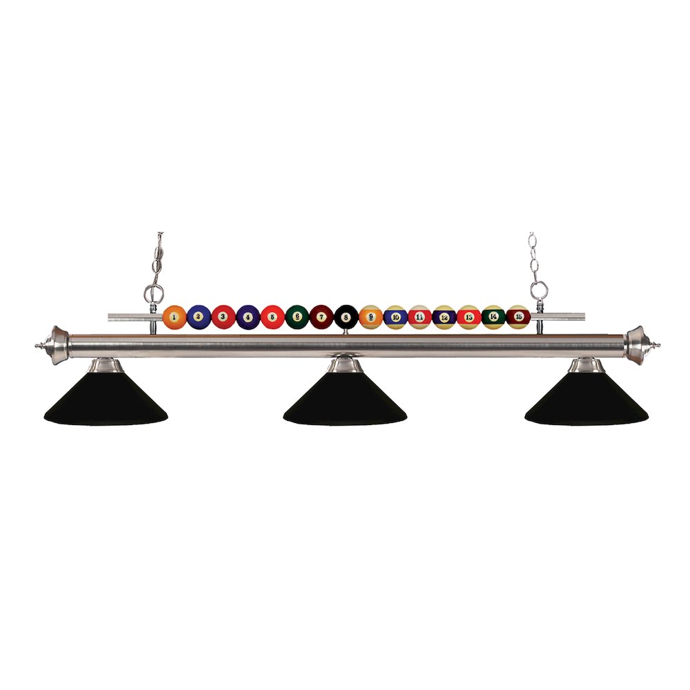 Z-Lite Shark 3 Light Billiard, Steel Frame, Matte Black Shade Color