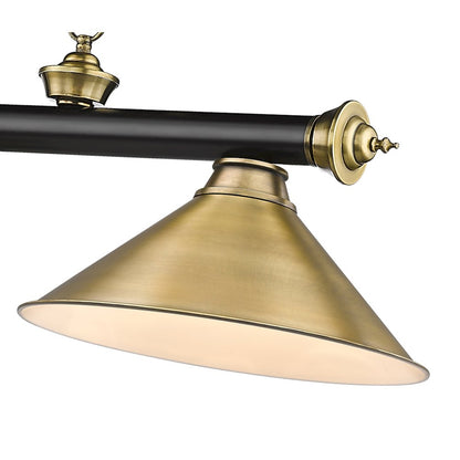 Z-Lite Cordon 3 Light Billiard, Steel Frame, Rubbed Brass Shade Color
