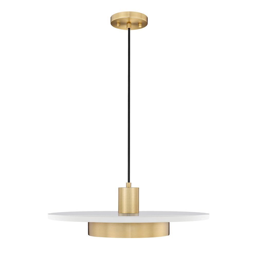 Z-Lite 1 Light Pendant, Matte White + Modern Gold