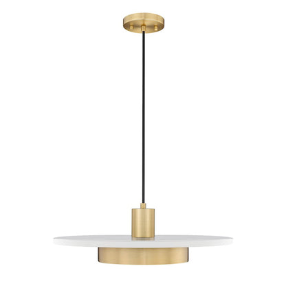Z-Lite 1 Light Pendant, Matte White + Modern Gold