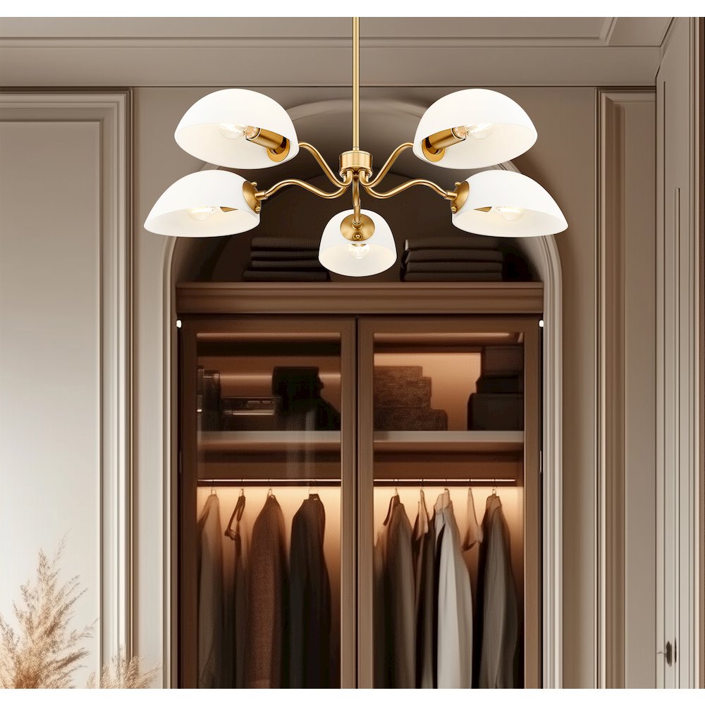 Z-Lite 5 Light Chandelier, Modern Gold