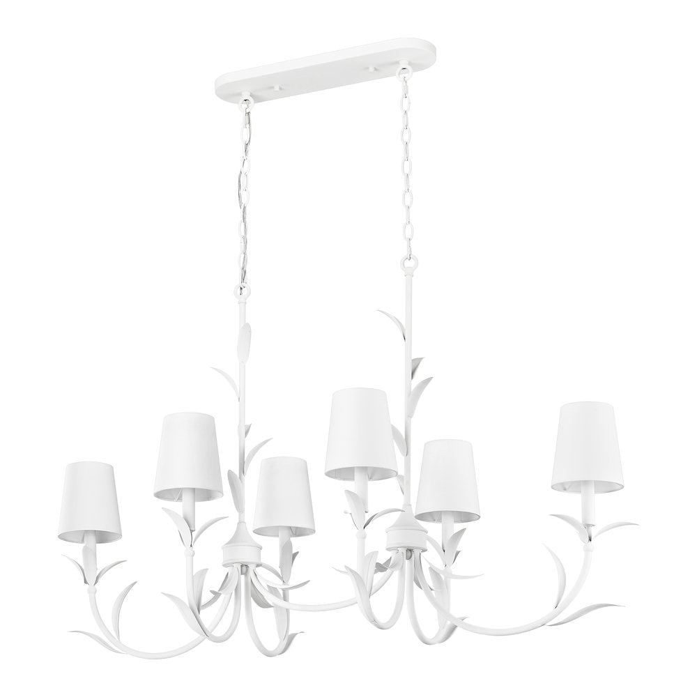 Z-Lite 6 Light Linear Chandelier, Textured White