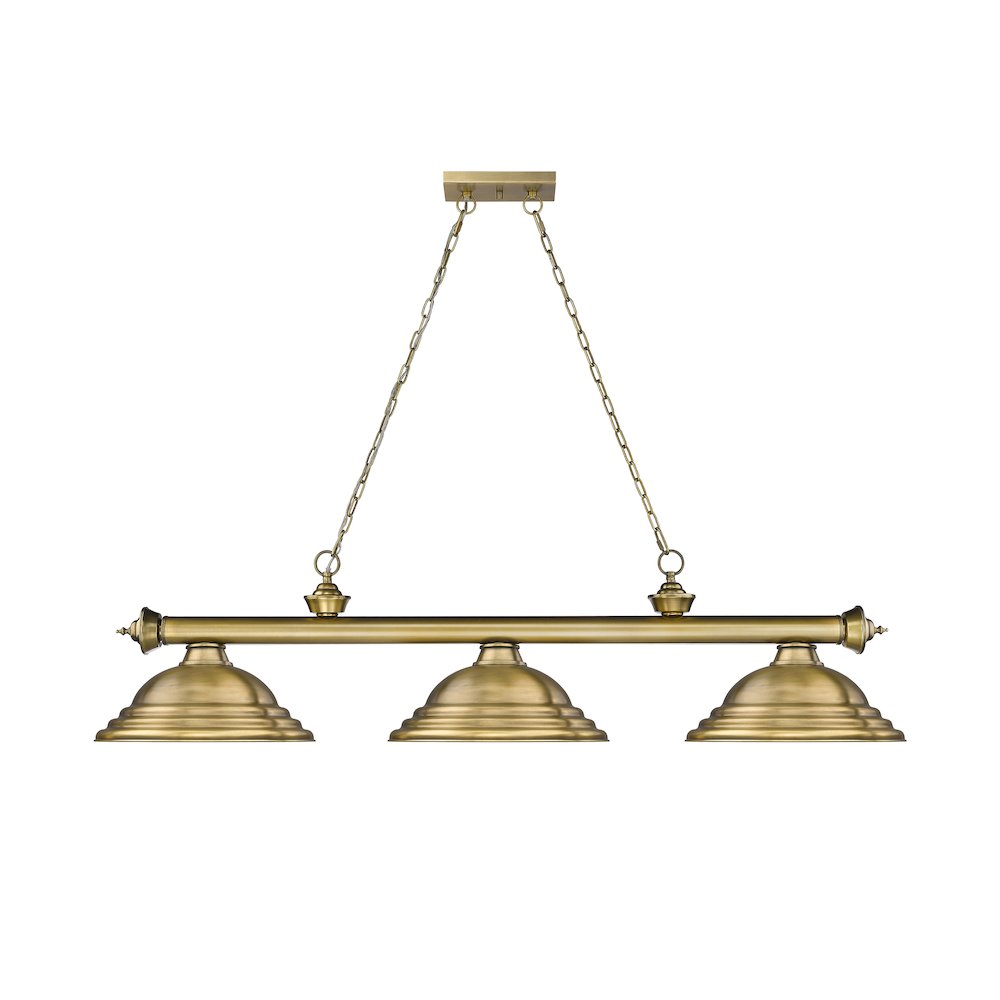 Z-Lite Cordon 3 Light Billiard, Steel Frame, Rubbed Brass Shade Color
