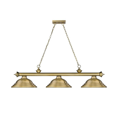 Z-Lite Cordon 3 Light Billiard, Steel Frame, Rubbed Brass Shade Color
