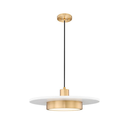 Z-Lite 1 Light Pendant, Matte White + Modern Gold
