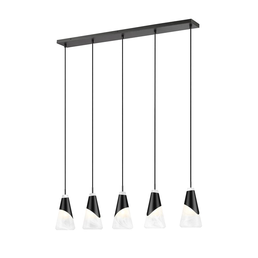 Z-Lite Aimie 5 Light Linear Chandelier, Matte Black