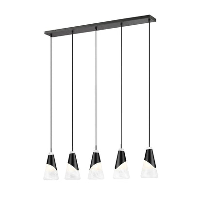 Z-Lite Aimie 5 Light Linear Chandelier, Matte Black