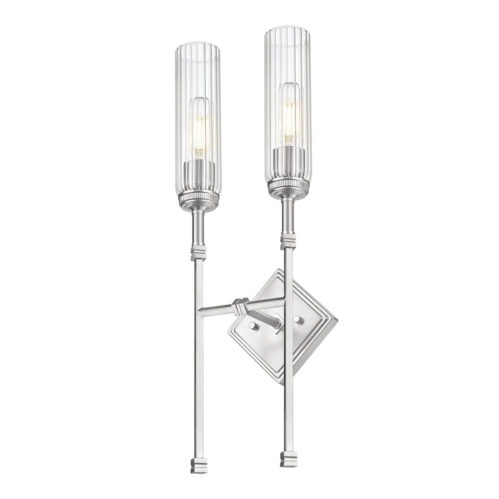 Z-Lite 2 Light Wall Sconce, Brushed Nickel