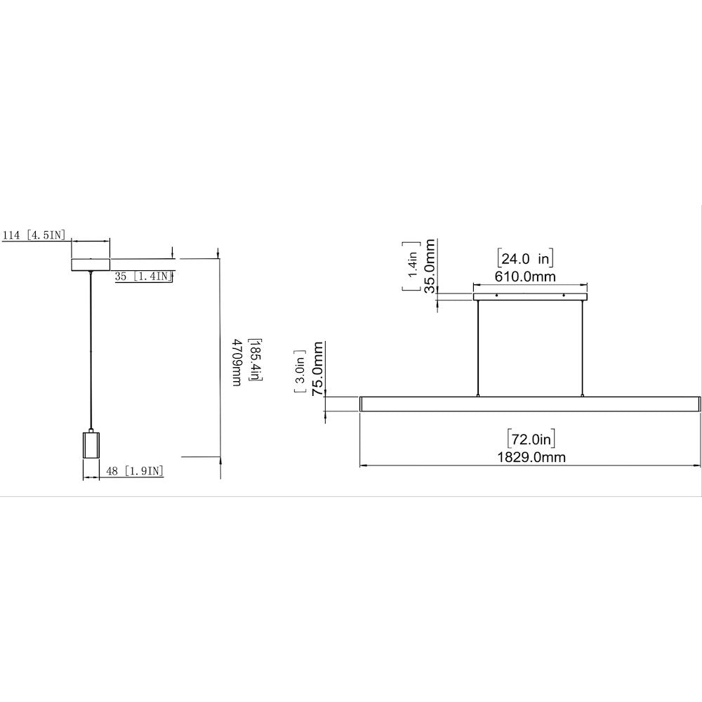 Z-Lite 1 Light Linear Chandelier, Matte Black