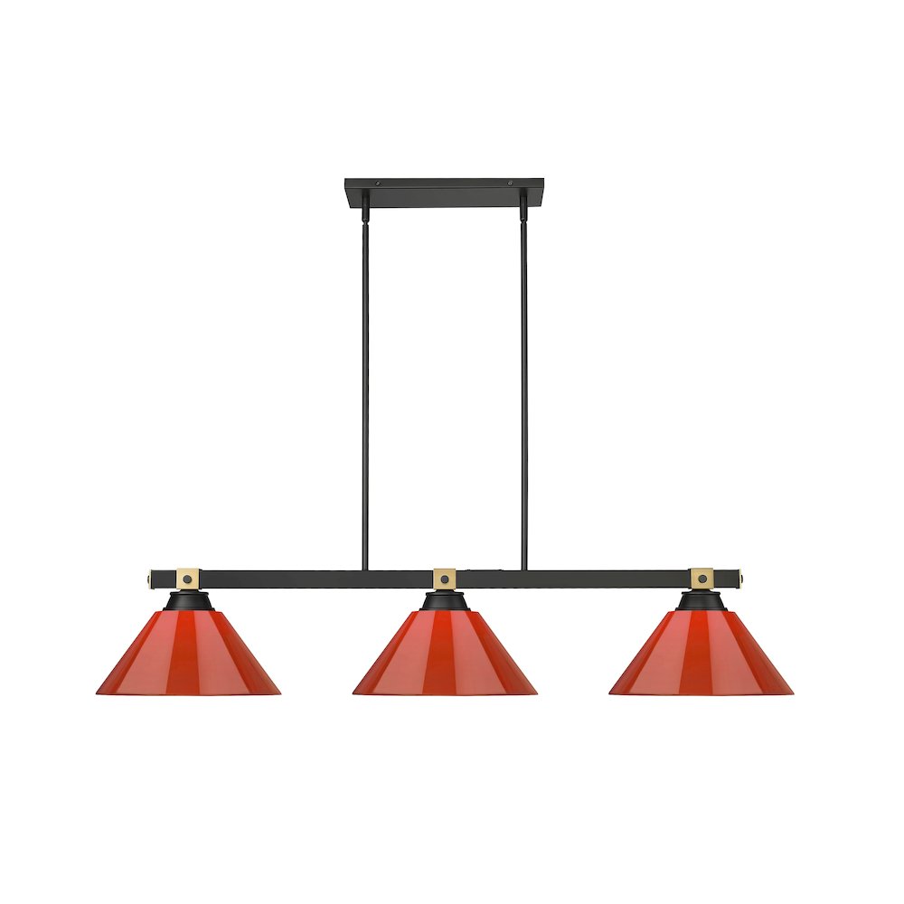 Z-Lite Bronte 3 Light Billiard, Steel Frame, Red Shade Color