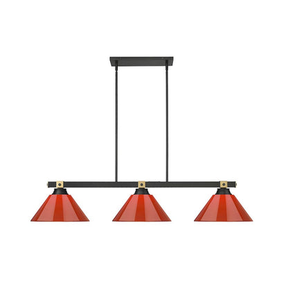 Z-Lite Bronte 3 Light Billiard, Steel Frame, Red Shade Color