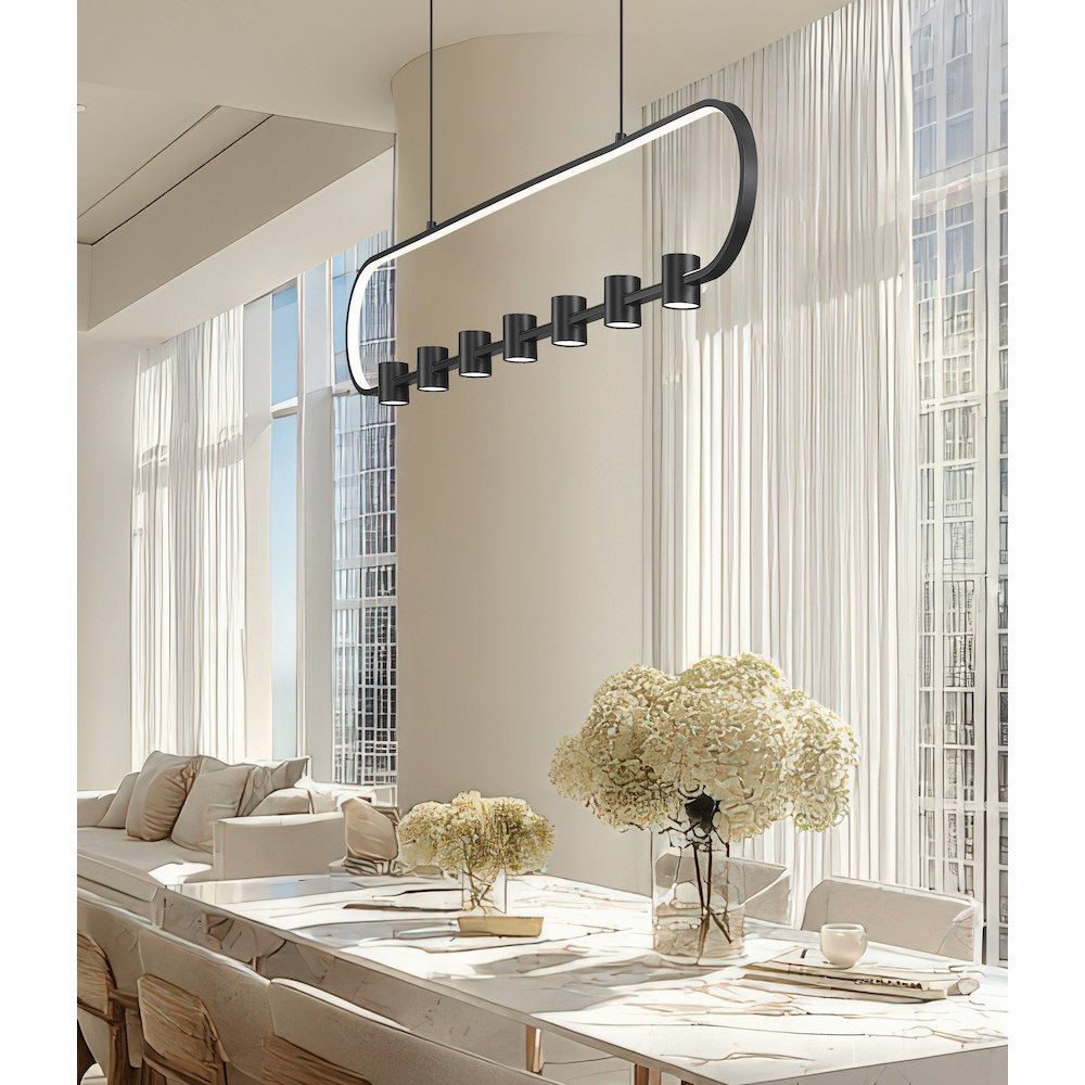 Z-Lite 7 Light Linear Chandelier, Matte Black