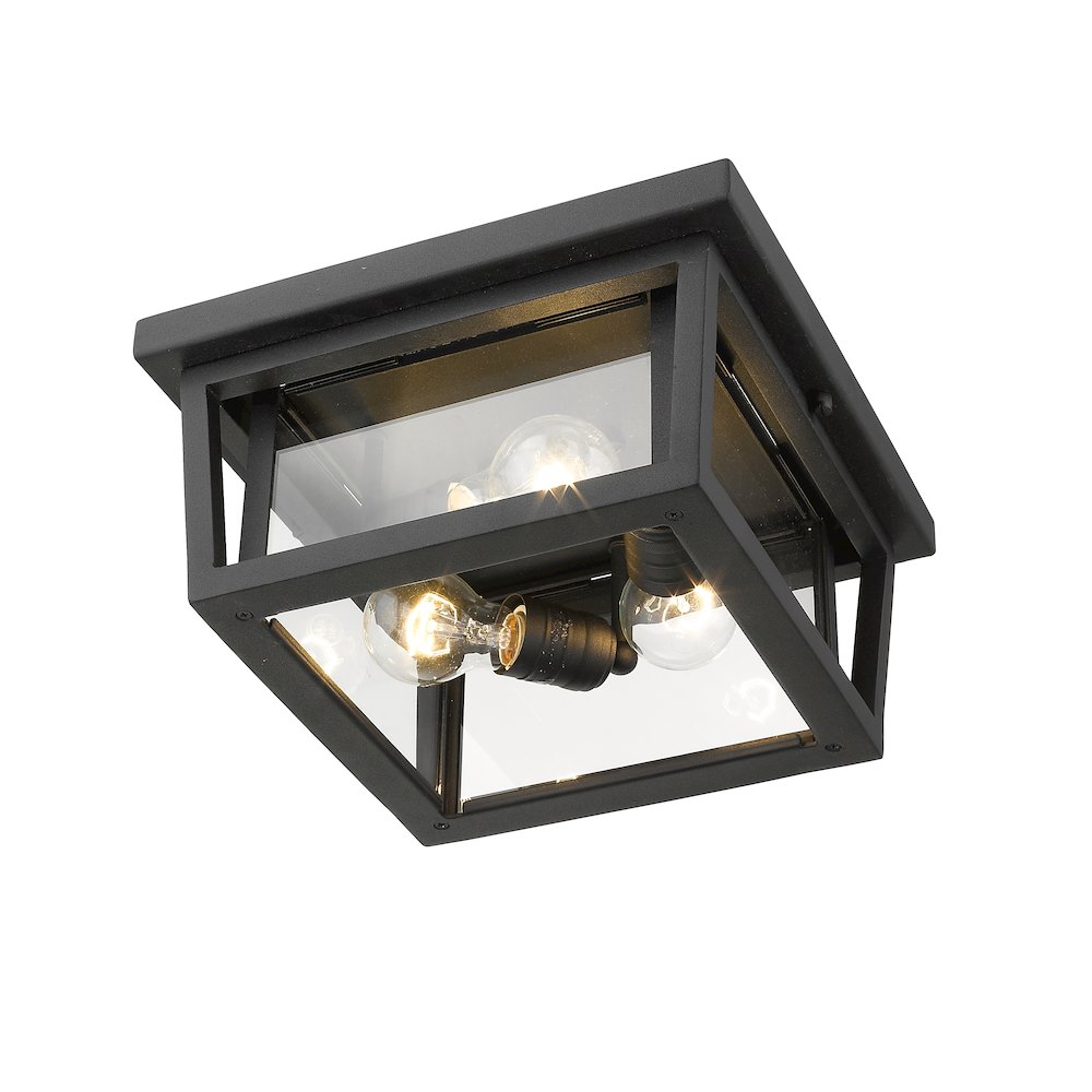 Z-Lite Seoul 3 Light Outdoor Flush Mount, Black