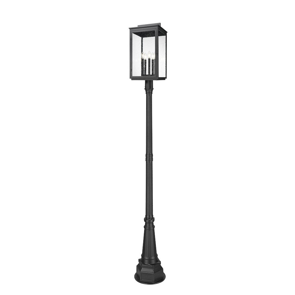 Z-Lite Hartwell 5 Light Outdoor Post Mounted Fixture in Sand Black color