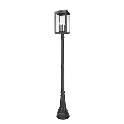 Z-Lite Hartwell 5 Light Outdoor Post Mounted Fixture in Sand Black color