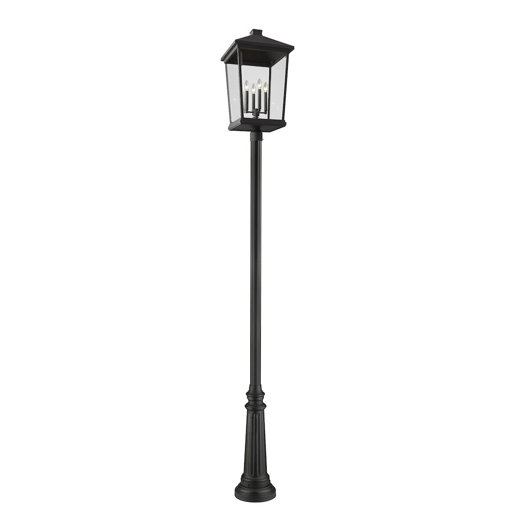 Z-Lite Beacon 4 Light Outdoor Post Mounted Fixture, Black
