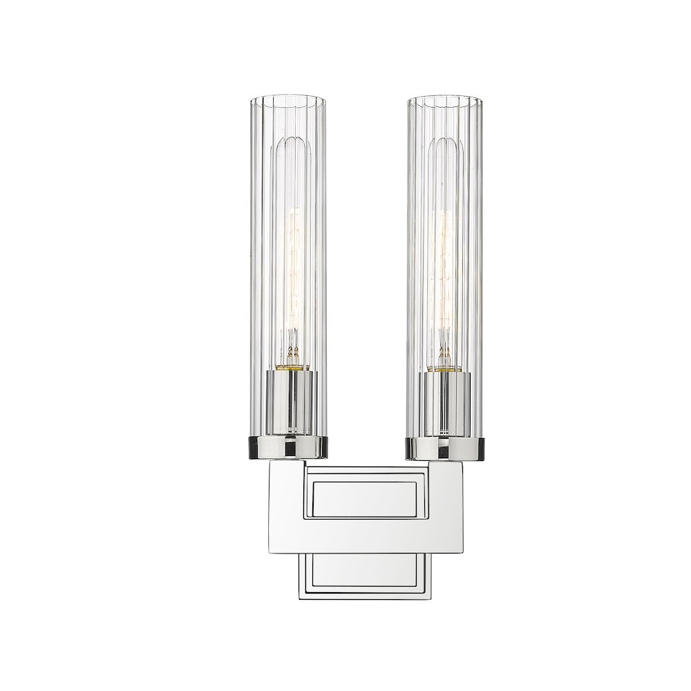 Z-Lite Beau 2 Light Wall Sconce in Polished Nickel Frame Finish