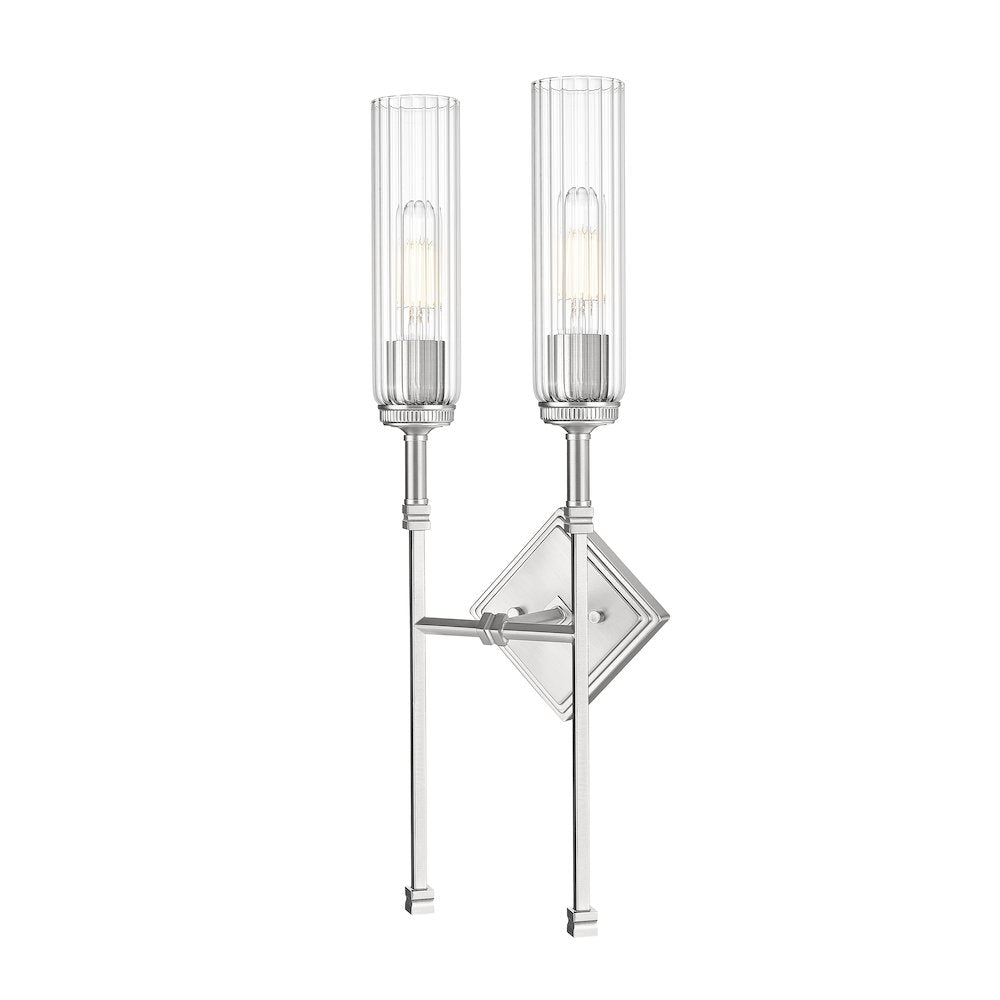 Z-Lite 2 Light Wall Sconce, Brushed Nickel