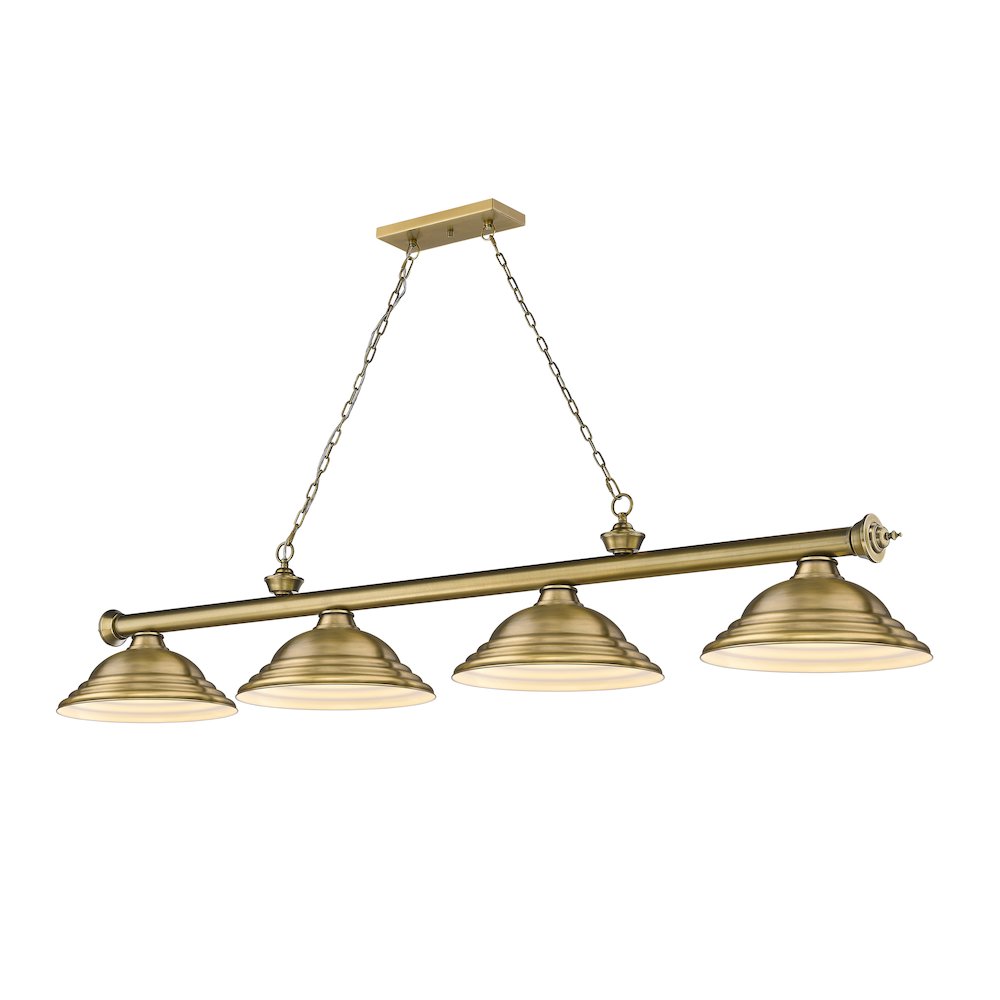 Z-Lite Cordon 4 Light Billiard, Steel Frame, Rubbed Brass Shade Color