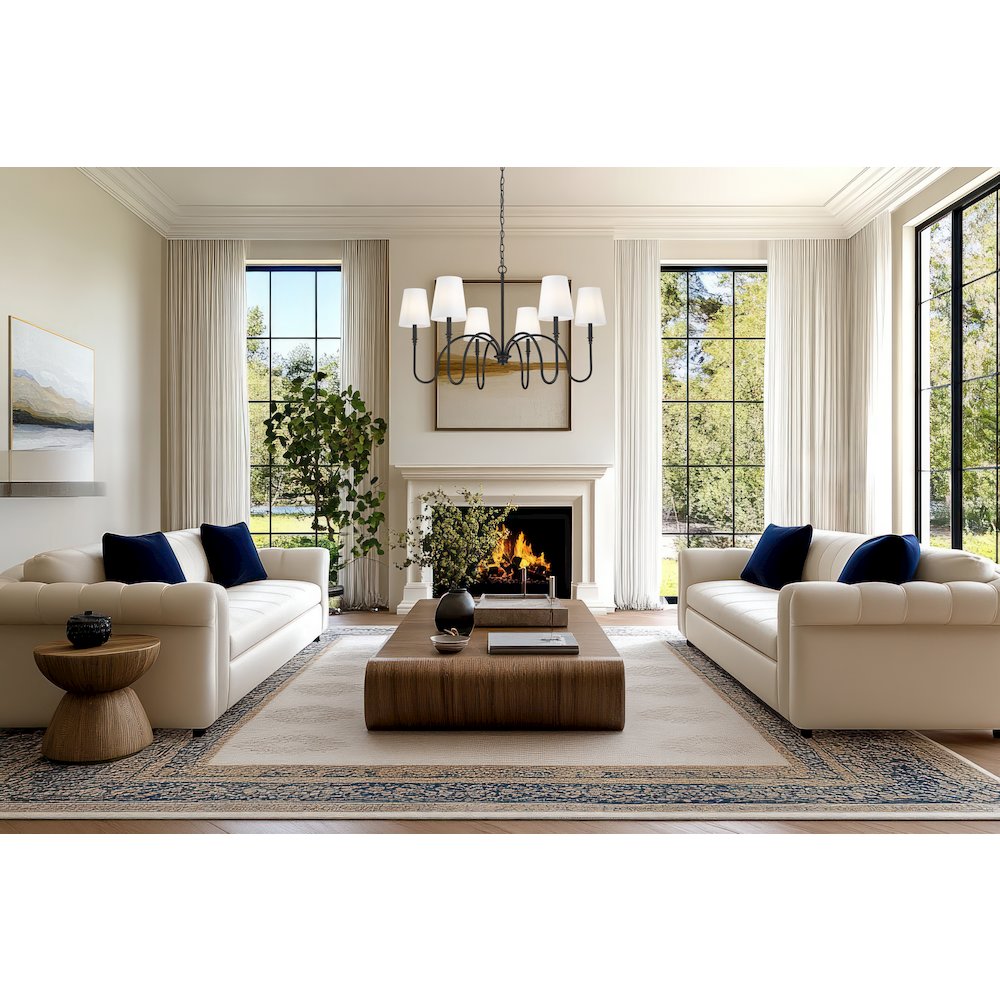 Z-Lite 6 Light Chandelier, Matte Black