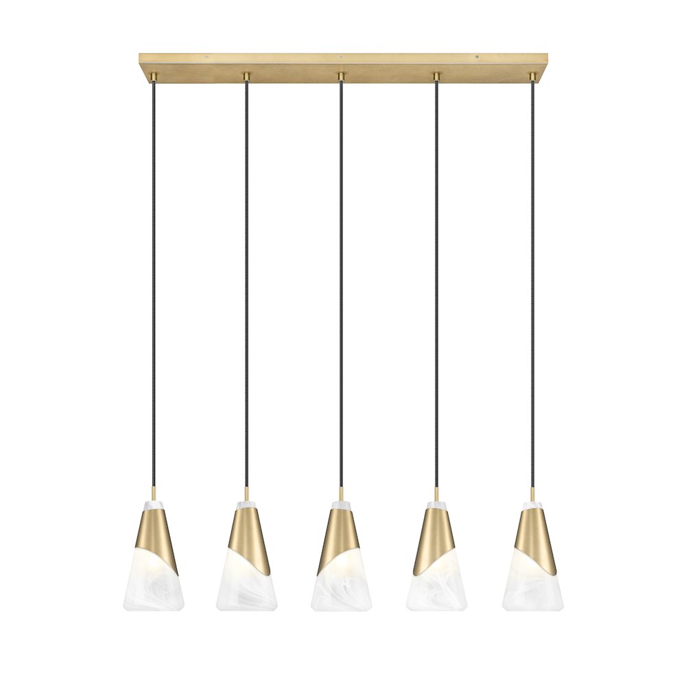 Z-Lite Aimie 5 Light Linear Chandelier, Modern Gold