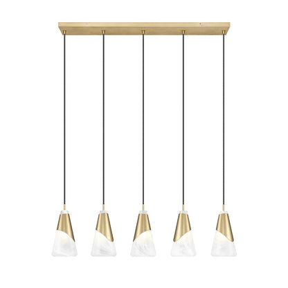 Z-Lite Aimie 5 Light Linear Chandelier, Modern Gold