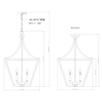 Z-Lite 4 Light Chandelier, Rubbed Brass