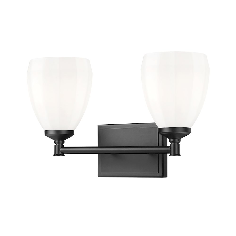 Z-Lite Oren 2 Light Vanity in Matte Black color, Steel frame