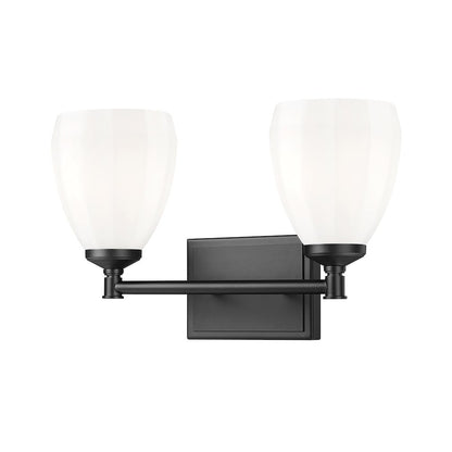 Z-Lite Oren 2 Light Vanity in Matte Black color, Steel frame