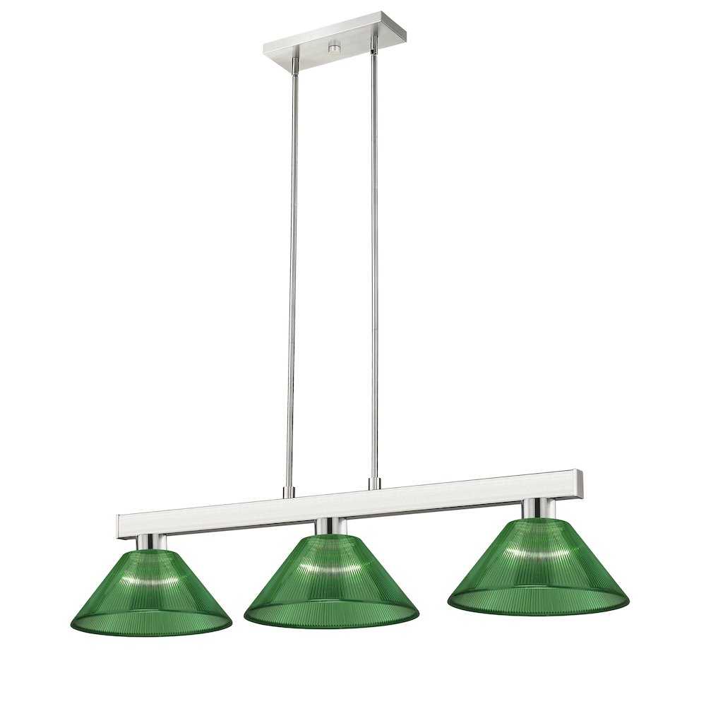 Z-Lite Cobalt 3 Light Billiard, Steel Frame, Green  Shade Color