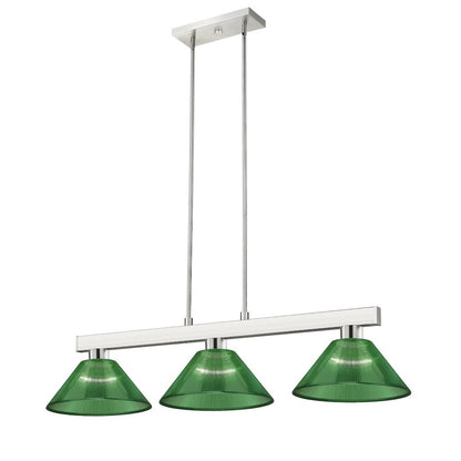 Z-Lite Cobalt 3 Light Billiard, Steel Frame, Green  Shade Color