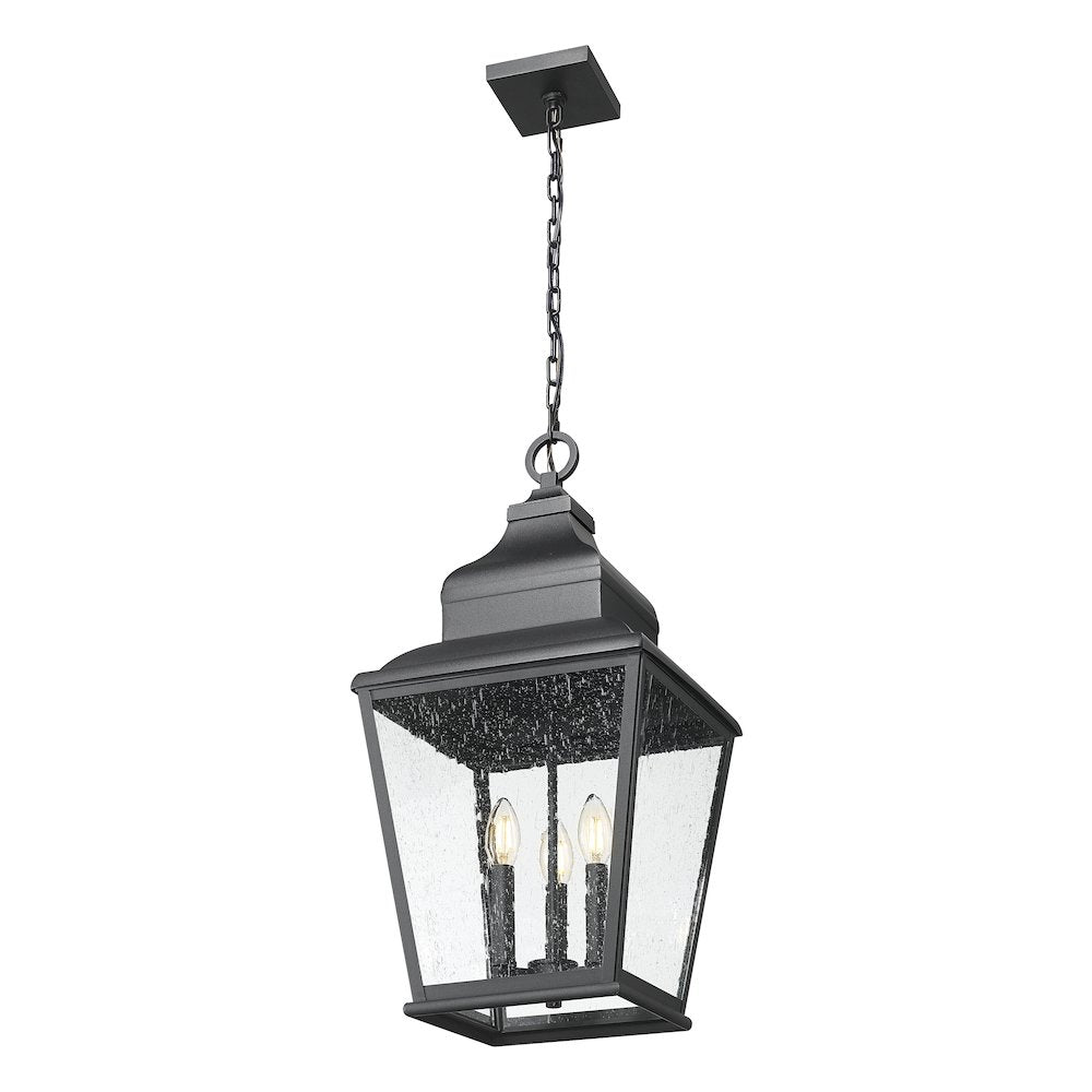 Z-Lite 3 Light Outdoor Chain Mount Ceiling Fixture, Sand Black
