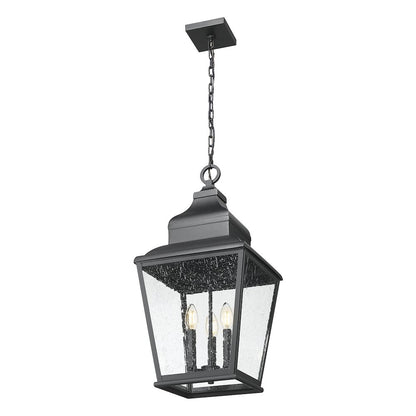 Z-Lite 3 Light Outdoor Chain Mount Ceiling Fixture, Sand Black