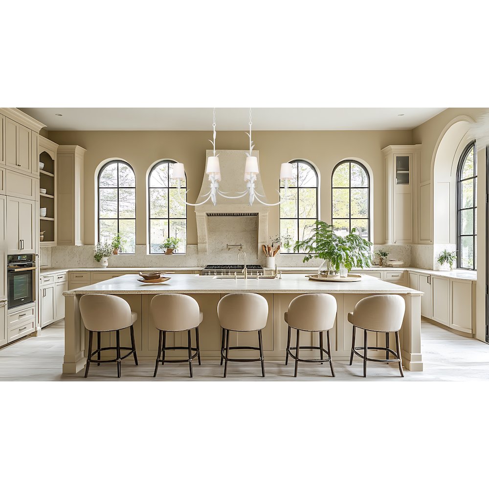 Z-Lite 6 Light Linear Chandelier, Textured White