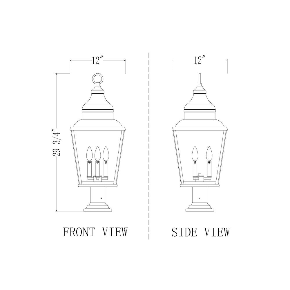 Z-Lite 3 Light Outdoor Pier Mounted Fixture, Sand Black