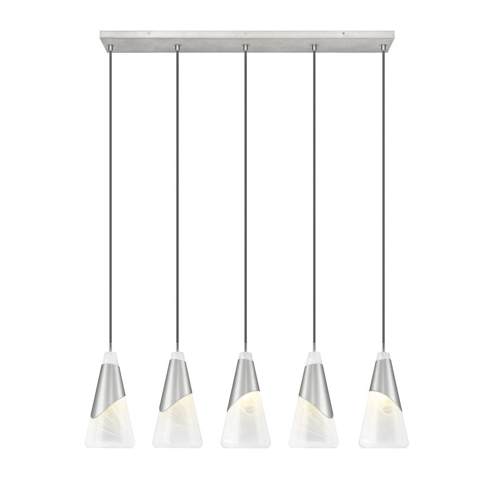 Z-Lite Aimie 5 Light Linear Chandelier, Brushed Nickel