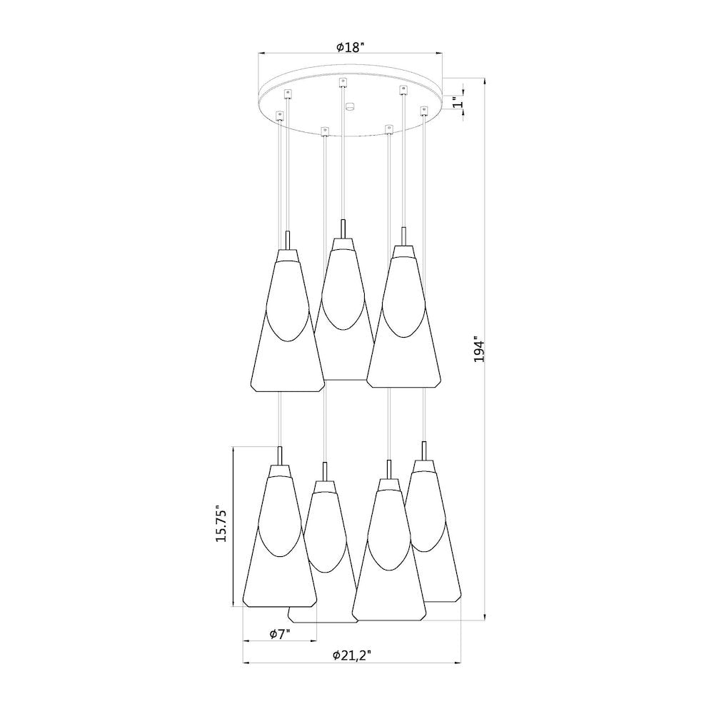 Z-Lite Aimie 7 Light Chandelier, Matte Black