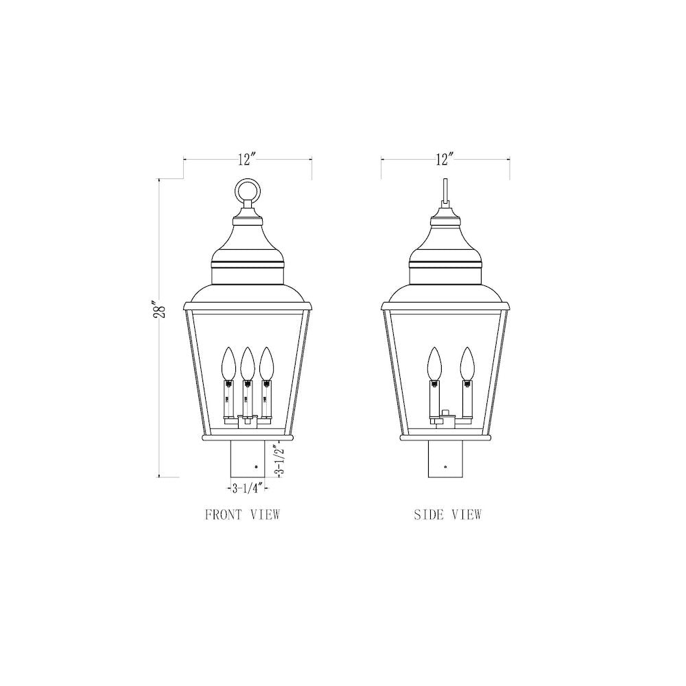 Z-Lite 3 Light Outdoor Post Mount Fixture, Sand Black