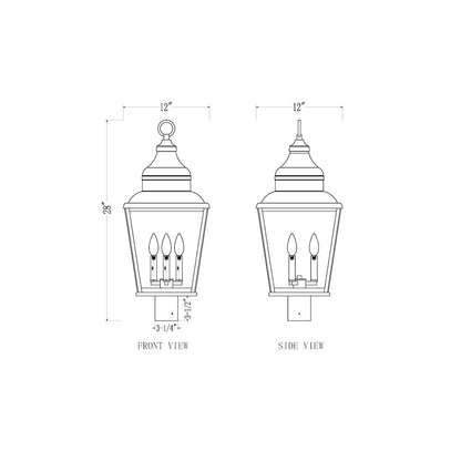 Z-Lite 3 Light Outdoor Post Mount Fixture, Sand Black